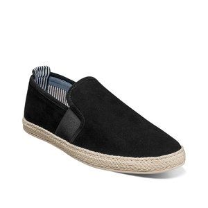 Stacy Adams Mens Nino Suede Black Espadrilles Slip On Loafer Burlap Trim Size 8